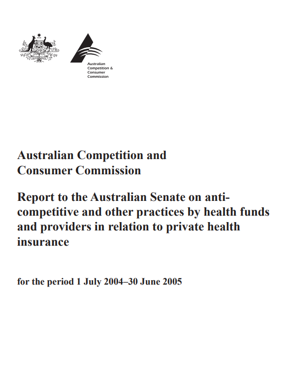 Private health insurance report 2004-05 cover