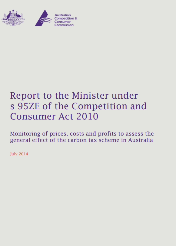 Carbon monitoring report: September quarter 2014 cover