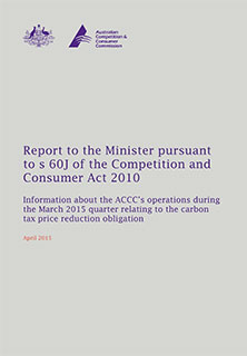 Carbon tax price reduction obligation: the ACCC's operations March 2015 quarter cover