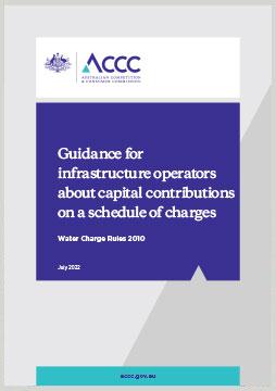 Guidance for infrastructure operators about capital contributions on a schedule of charges cover