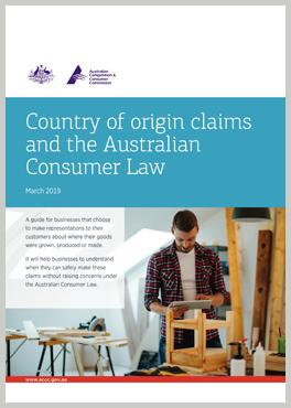 Country of origin claims and the Australian Consumer Law cover