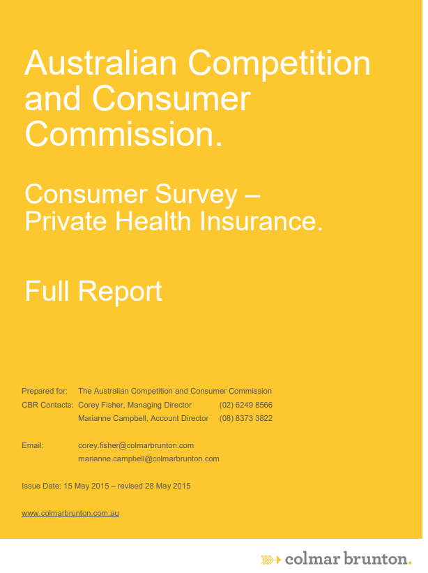 ACCC Consumer Survey Private Health Insurance Final Report cover