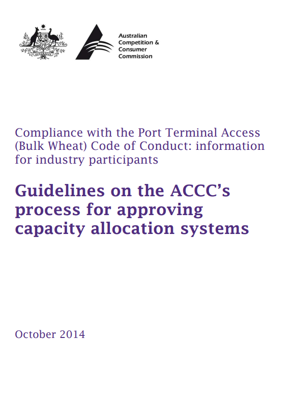Process guidelines for approving capacity allocation systems cover
