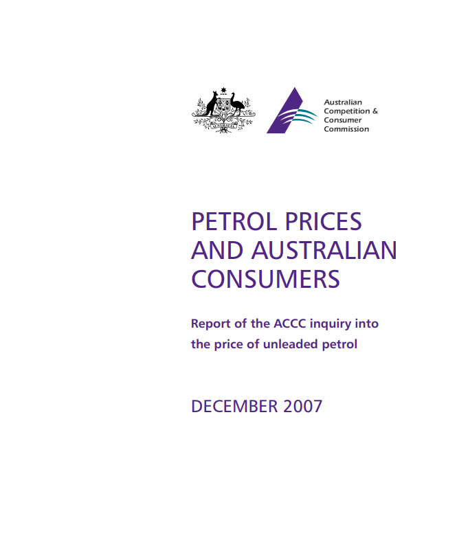 Petrol prices and Australian consumers - report of the ACCC inquiry into the price of unleaded petrol cover