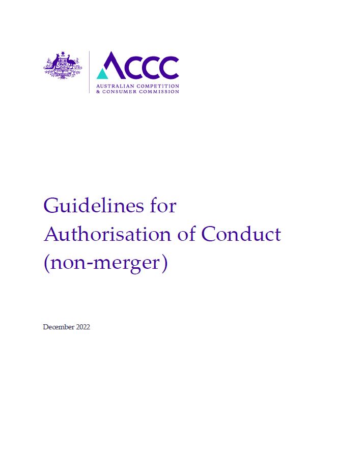 Authorisation of conduct guidelines non-merger cover