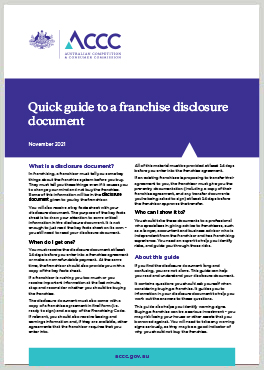 Quick guide to franchise disclosure document cover