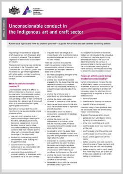 Unconscionable conduct in the Indigenous art and craft sector cover