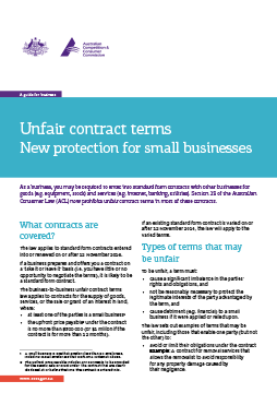Unfair contract terms New protection for small business cover